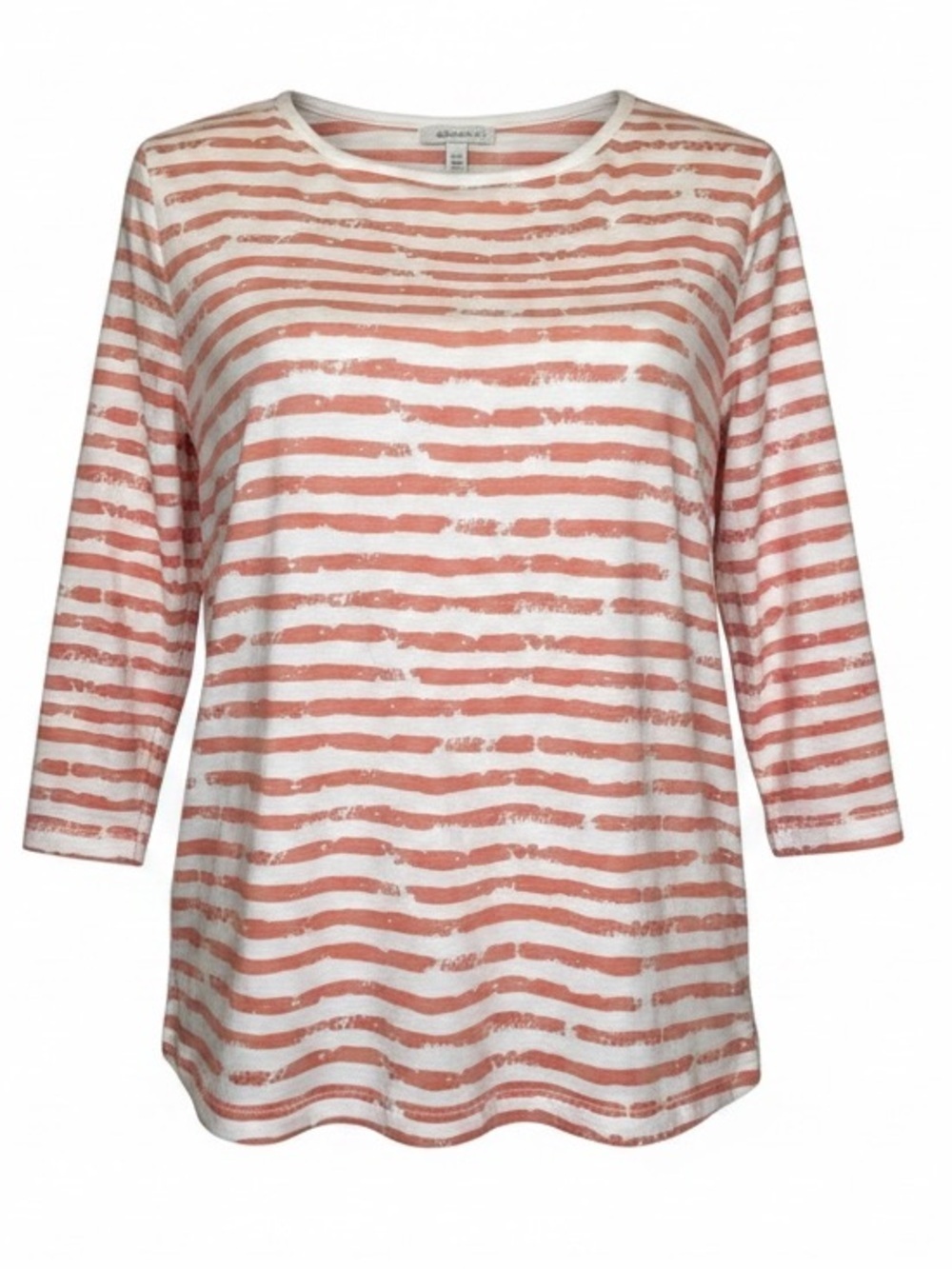 APPLESEEDS Essential Cotton Striped 3/4 Length Sleeve Tunic Coral/White SZ PL